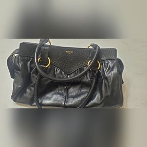 Saint Laurent Black Leather Shoulder Bag with Gold Hardware